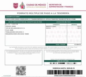 Example of a Mexican payroll tax sheet.