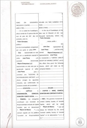 Company formation in Mexico end result: the incorporation deed 